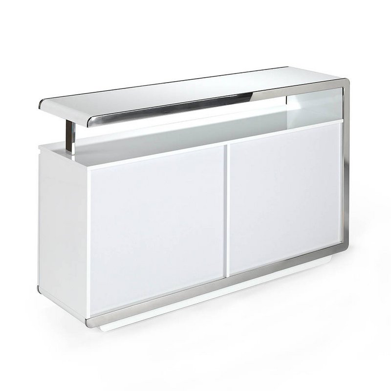 White wooden sideboard and stainless steel