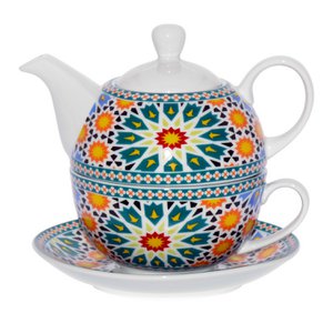 SET 2 PORCELAIN TEAPET+CUP+PLATE, TEAPOT:420ML CUP:250ML _TEAPOT:°11X12CM, CUP:°11X5CM ST9080