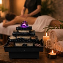 Fontaine d'Intérieur - Eka - Déco Zen et Originale - Design Temple Lumière Led Colorée - Idée Cadeau