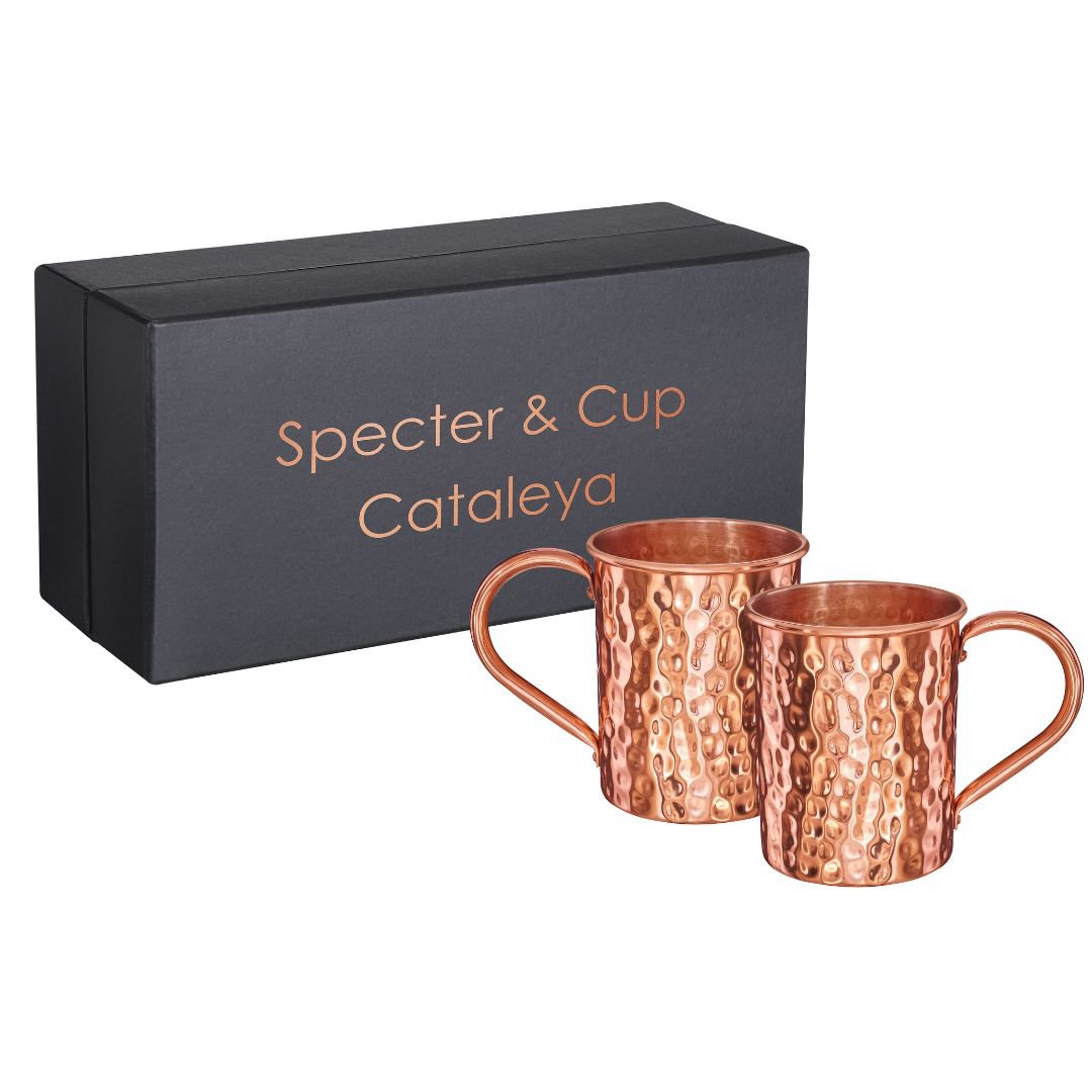 Cataleya kobber kop sæt - 2x cocktail kopper (hamret, 400 ml)