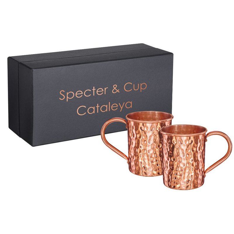 Cataleya kobber kop sæt - 2x cocktail kopper (hamret, 400 ml)