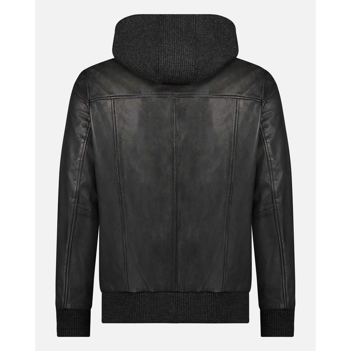 York │ Leder Moto Jacke mit Hoodie