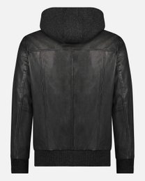 York │ Leather Moto Jacket with Hoodie