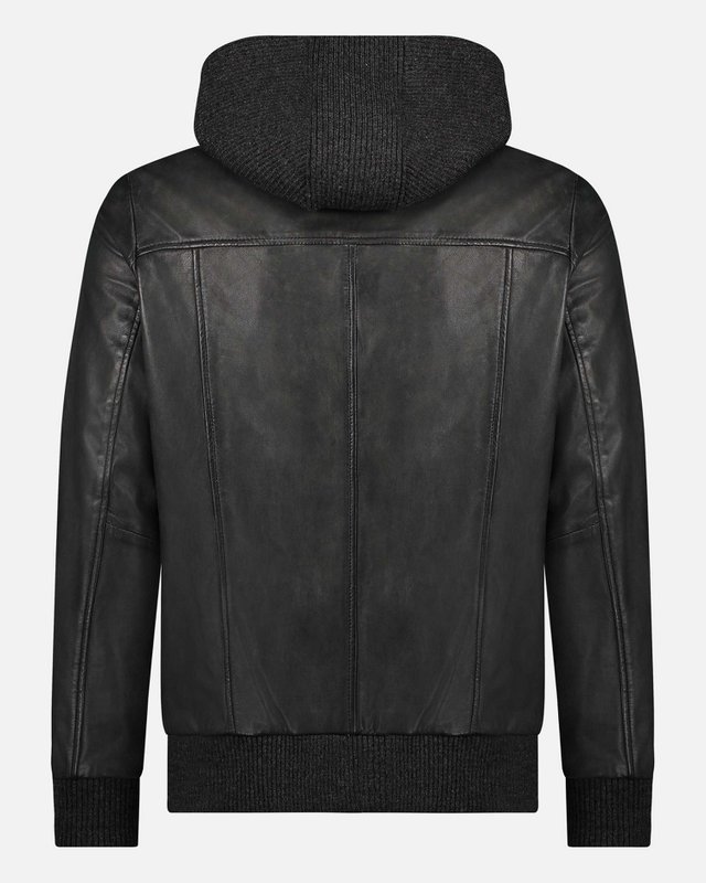 York │ Leather Moto Jacket with Hoodie