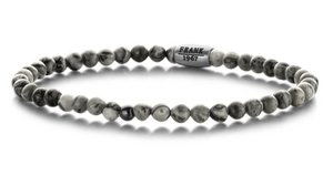 FRANK 1967 7FB 0316 - Herenarmband - Kralen - Grijs Jaspis - 4mm - 20cm - Grijs