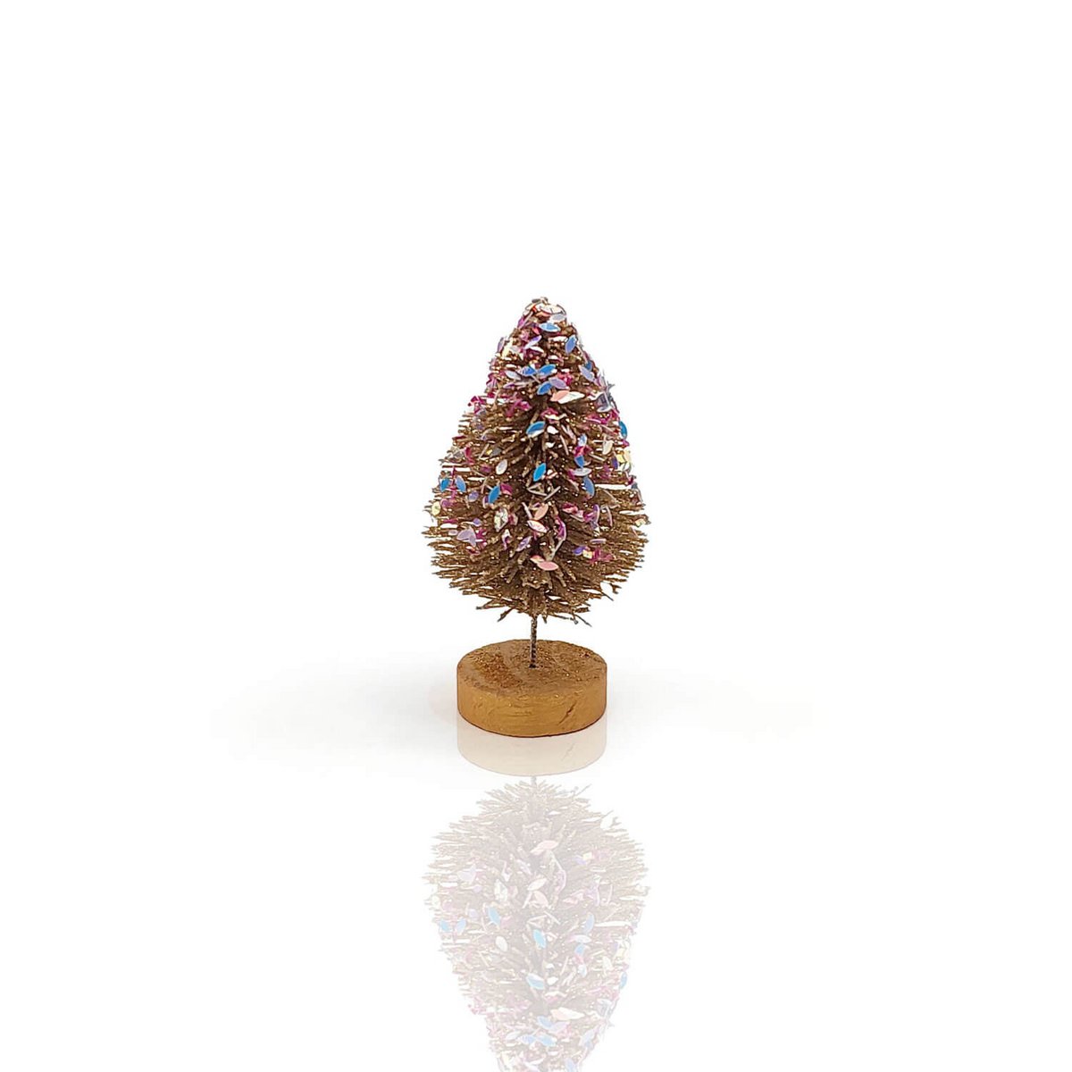 Glitzertannenbaum gold-rainbow, 11x5x5cm