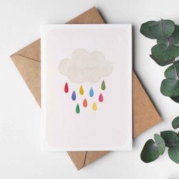 Foldekort "Farverig Wolke"