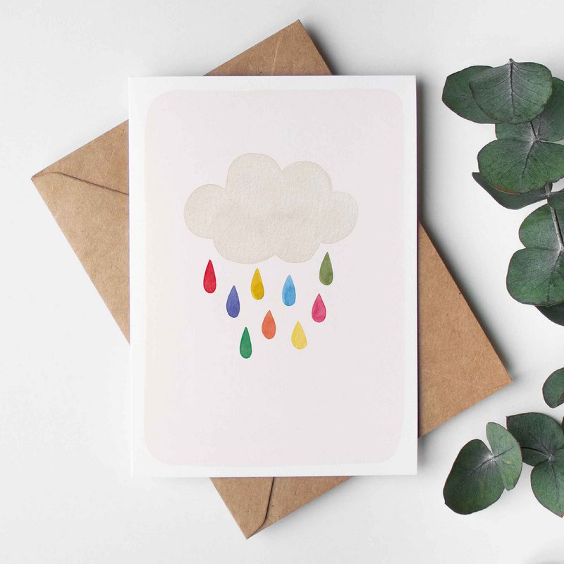 Foldekort "Farverig Wolke"