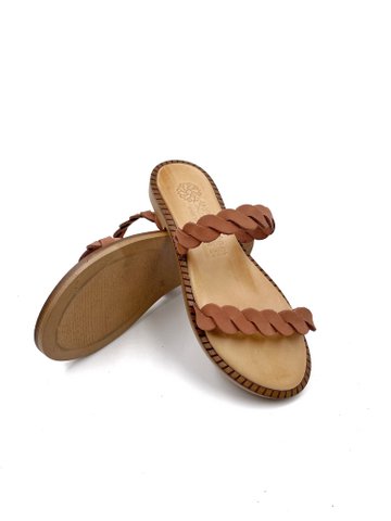 Lichtbruine lederen sandalen voor dames, Griekse zomer handgemaakte sandalen, dames lederen slippers lichtbruin, Sandalmania Griekse sandalen