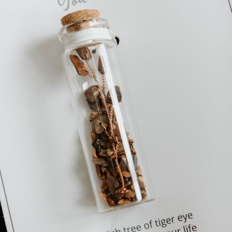 Wish bottle happy birthday card tiger eye tree