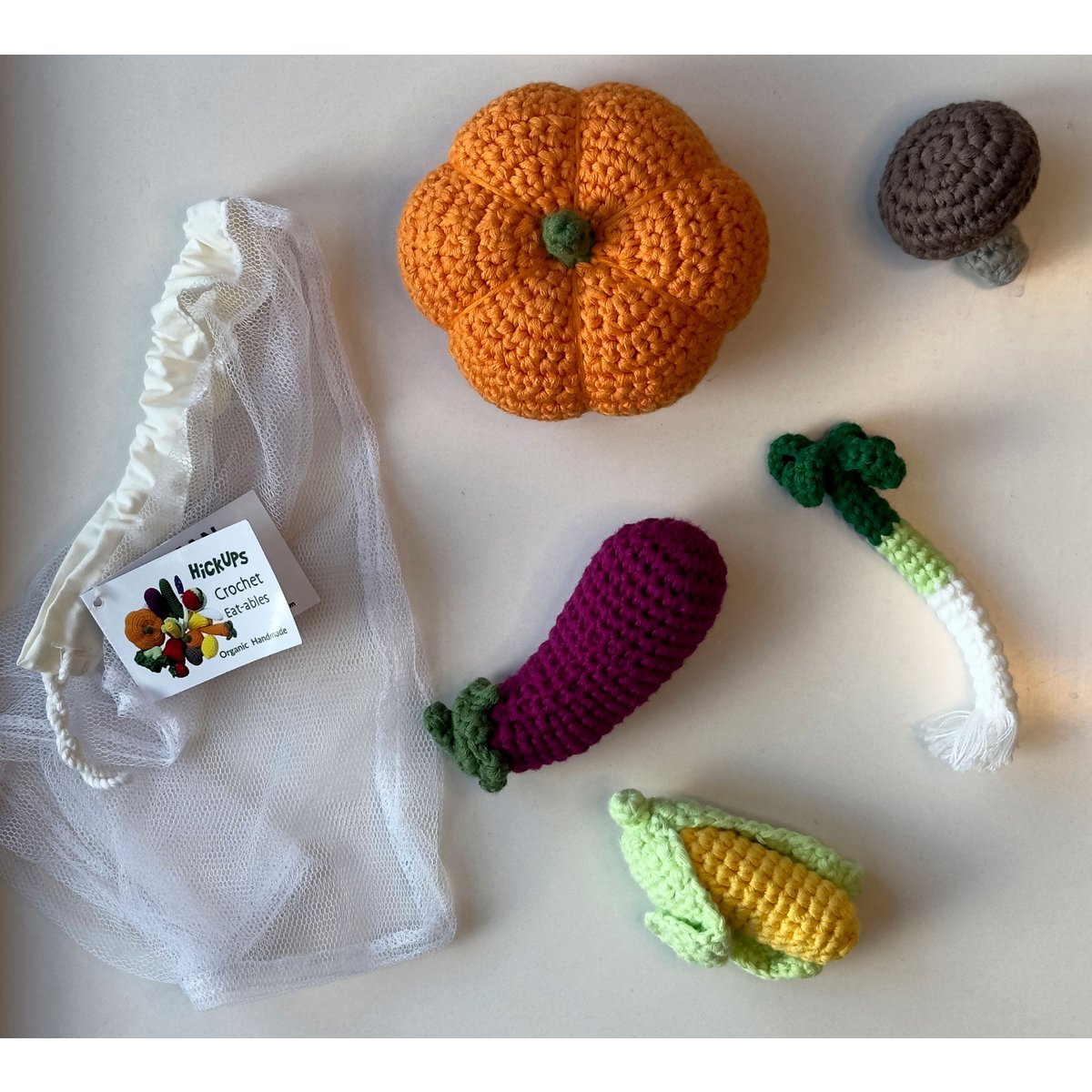 Gehaakte groenten “Herfst” set van 5 voor supermarkten en kinderkeukens