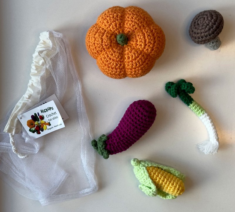 Légumes au crochet « Automne » lot de 5 pour épiceries et cuisines pour enfants