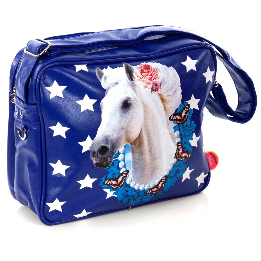 Schoudertas - laptoptas - Paard blauw