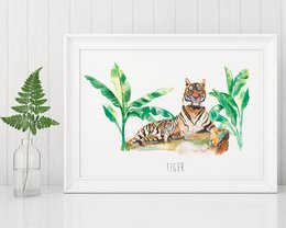 Tiger Aquarell Kunstdruck