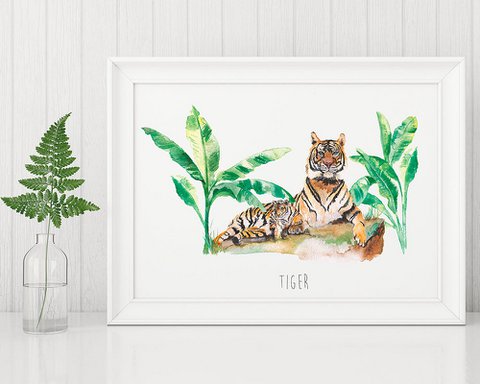 Tiger Aquarell Kunstdruck