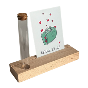 Wooden card holder WITH test tube