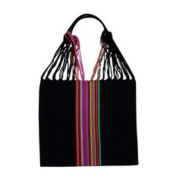 Einkaufstasche Boho Palmira handgewebt altrosa schwarz