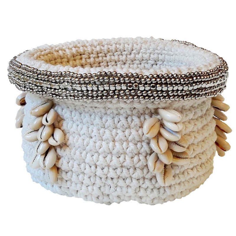 Panier en crochet Angela, blanc