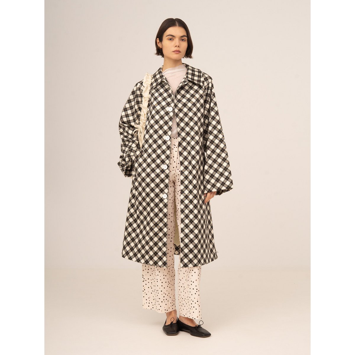 Classic Betty Argyle-inspired Geometric Print Trench Coat