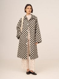 Classic Betty Argyle-inspired Geometric Print Trench Coat