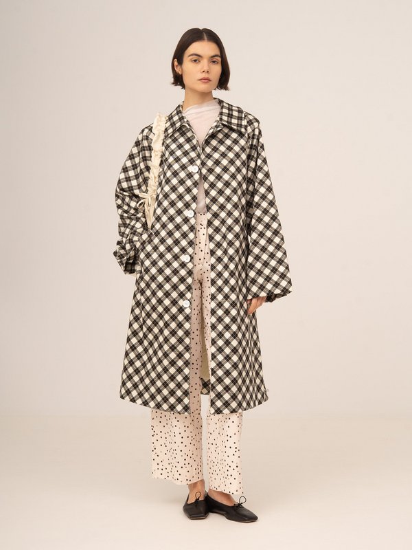 Classic Betty Argyle-inspired Geometric Print Trench Coat