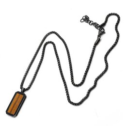 Collana in acciaio inossidabile nero maschile con ciondolo per gli occhi tigre rettangolo