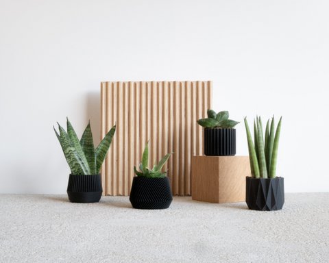 Set of 4 pot Black – Oslo Origami Kobe Stockholm