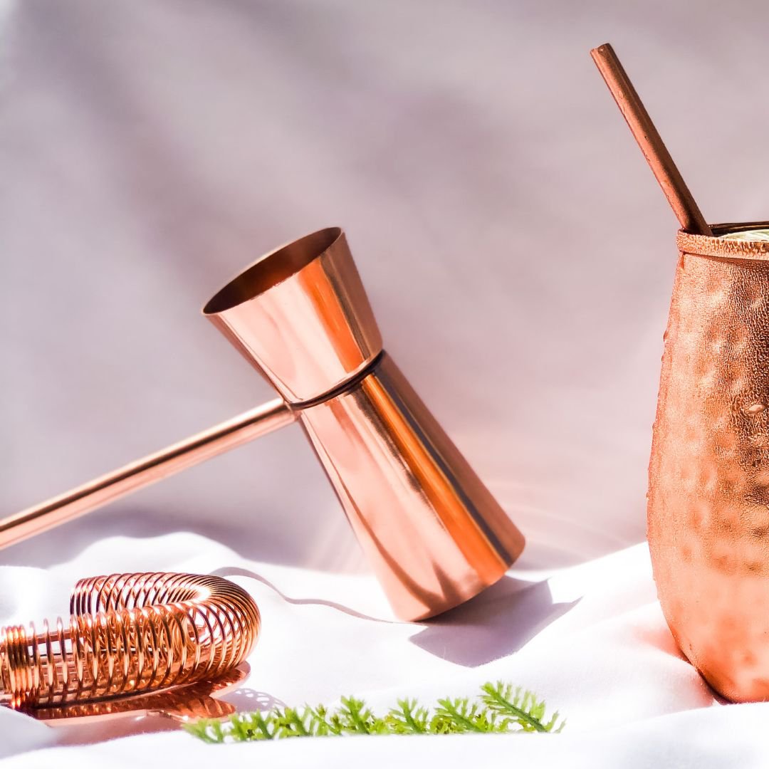 Set de accesorios para coctelería Vogue, 5 piezas – recubierto de cobre