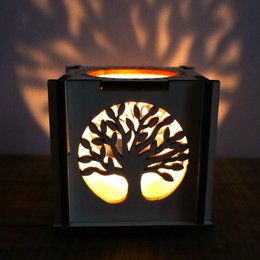 Lanterne de l'ombre en bois de la vie en bois, chandelle