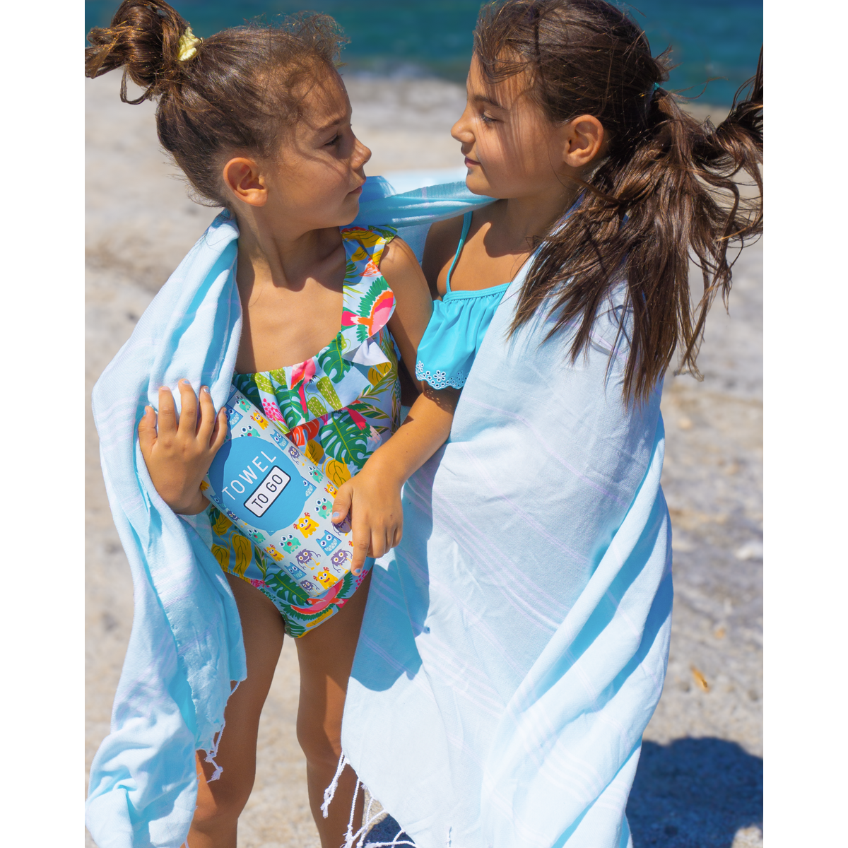 TOWEL TO GO IPANEMA KIDS Cotton Beach Towel 180x100 cm | Lightweight Quick Dry | Mint | with Gift Box