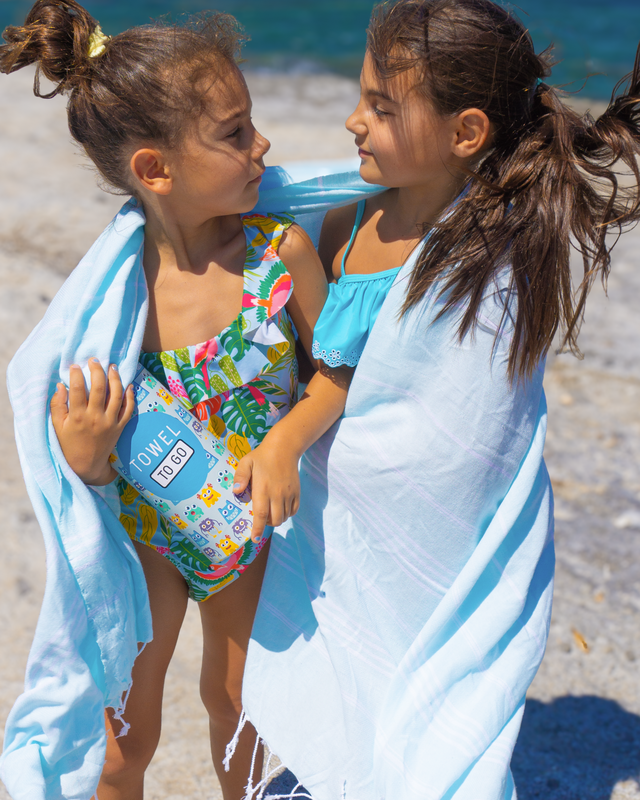 TOWEL TO GO IPANEMA KIDS Cotton Beach Towel 180x100 cm | Lightweight Quick Dry | Mint | with Gift Box