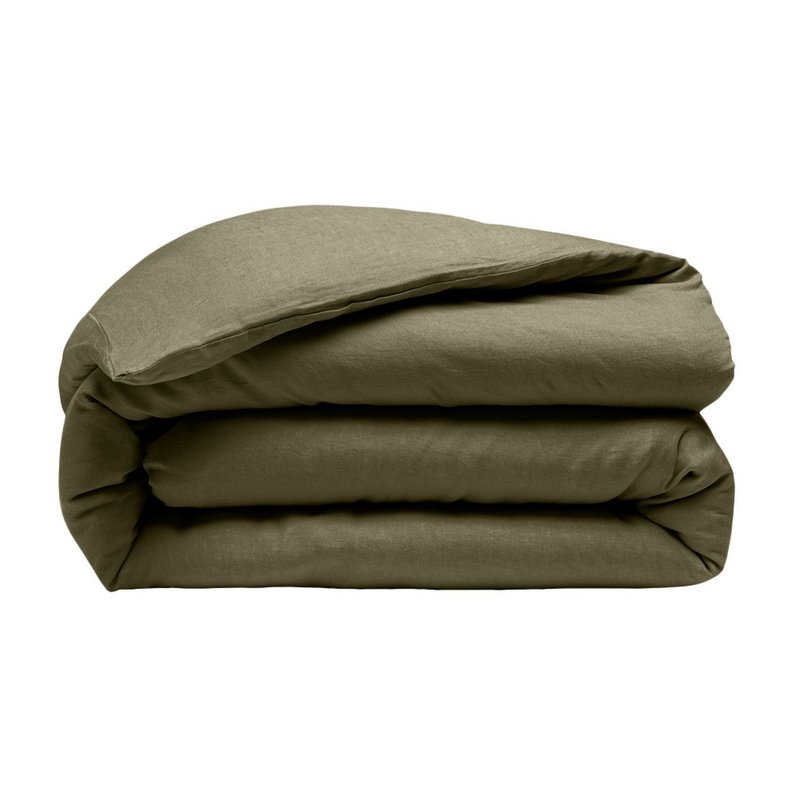 DUVET COVER 260X240CM 100% WASHED LINEN OLIVE