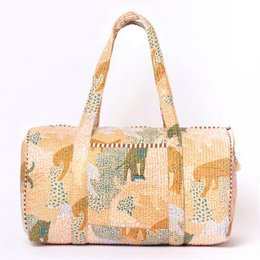 Bolsa de algodón hecha a mano "Lucky Leo" beige