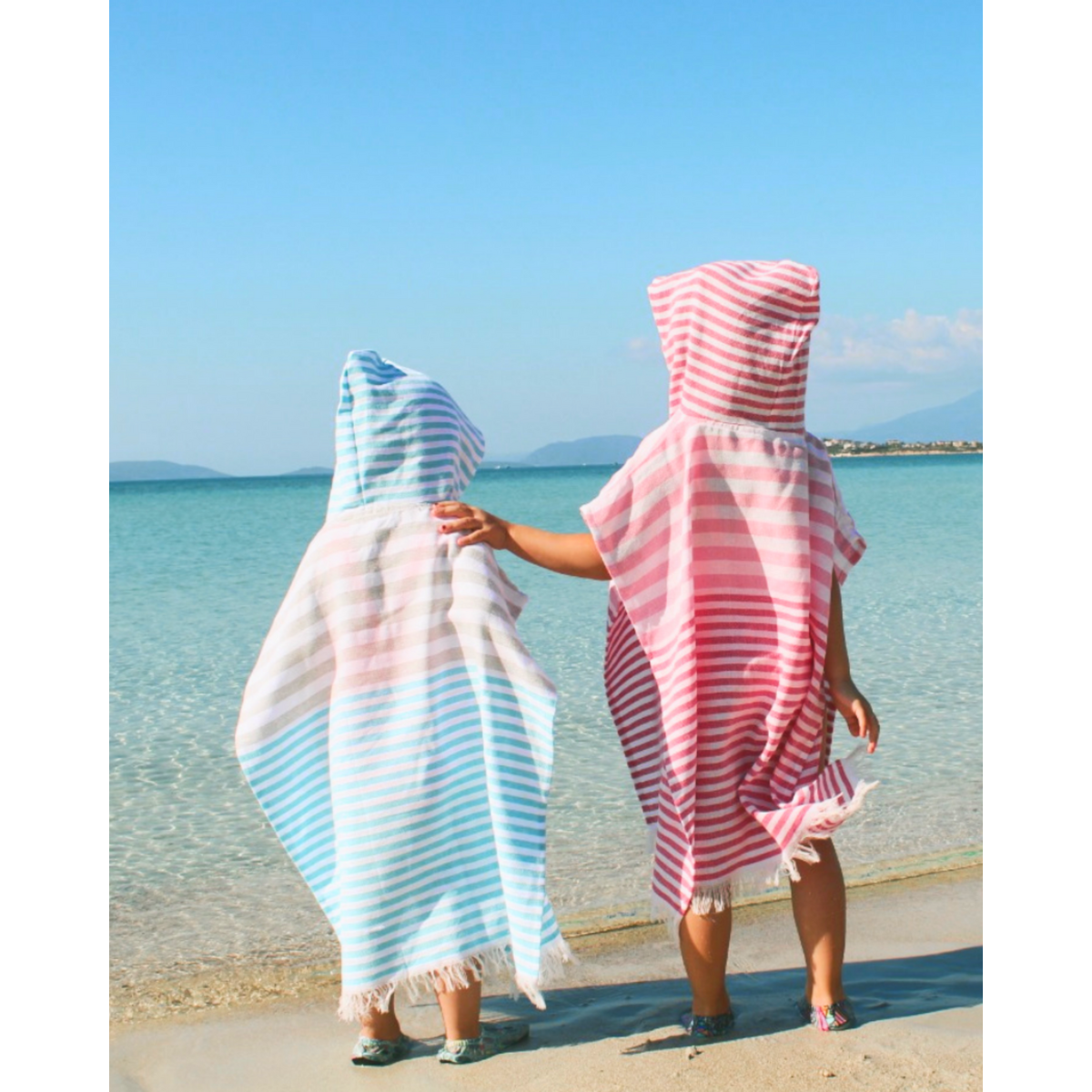 TOWEL TO GO PLAYA KIDS Cotton Beach Poncho 60x48 cm | Quick Dry Changing Towel | Pink | with Gift Box