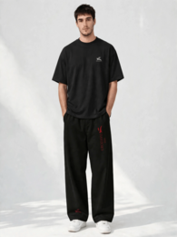 SS26 Hose mit weitem Bein – Deep Red Mark