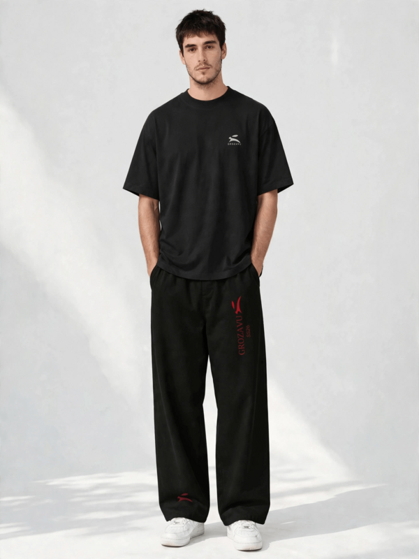 SS26 Hose mit weitem Bein – Deep Red Mark