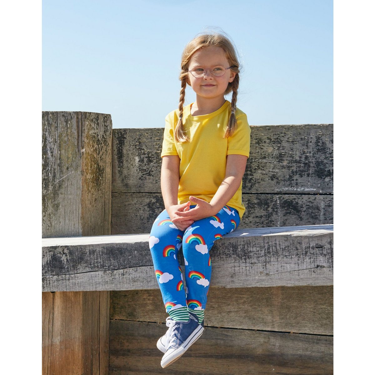 Organic cotton children leggings with rainbow printing