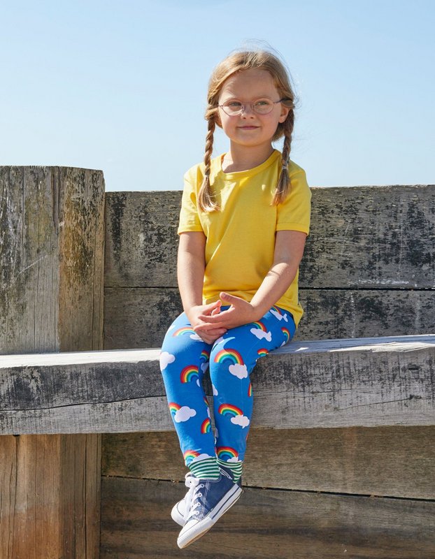 Leggings d'enfants en coton biologique avec une impression arc-en-ciel