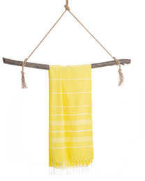Telo Piscina & Sauna AMARA in Cotone per Hammam – Leggero – Giallo – 180x100 cm