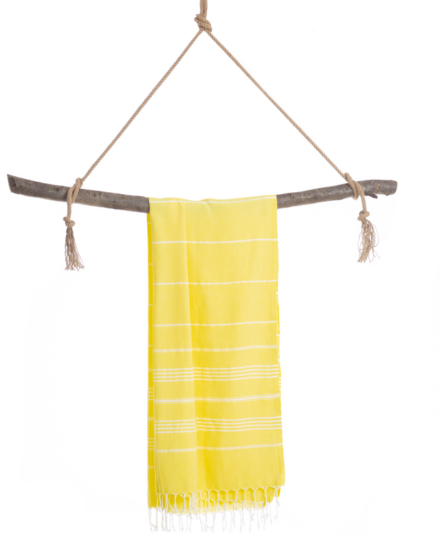 Telo Piscina & Sauna AMARA in Cotone per Hammam – Leggero – Giallo – 180x100 cm