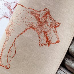Tea towel half linen terrier