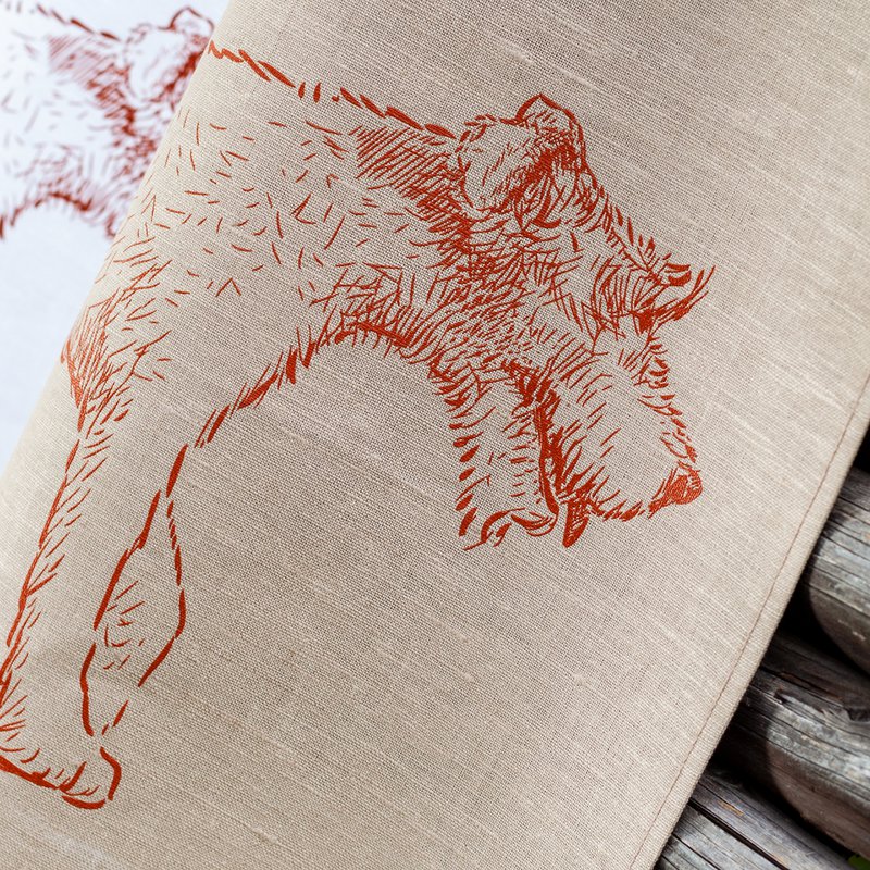 Tea towel half linen terrier