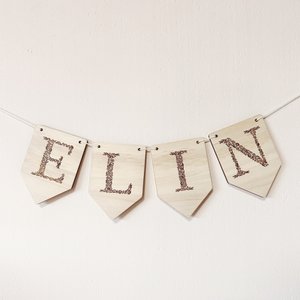 Houten vaantjes bloemmotief A-Z