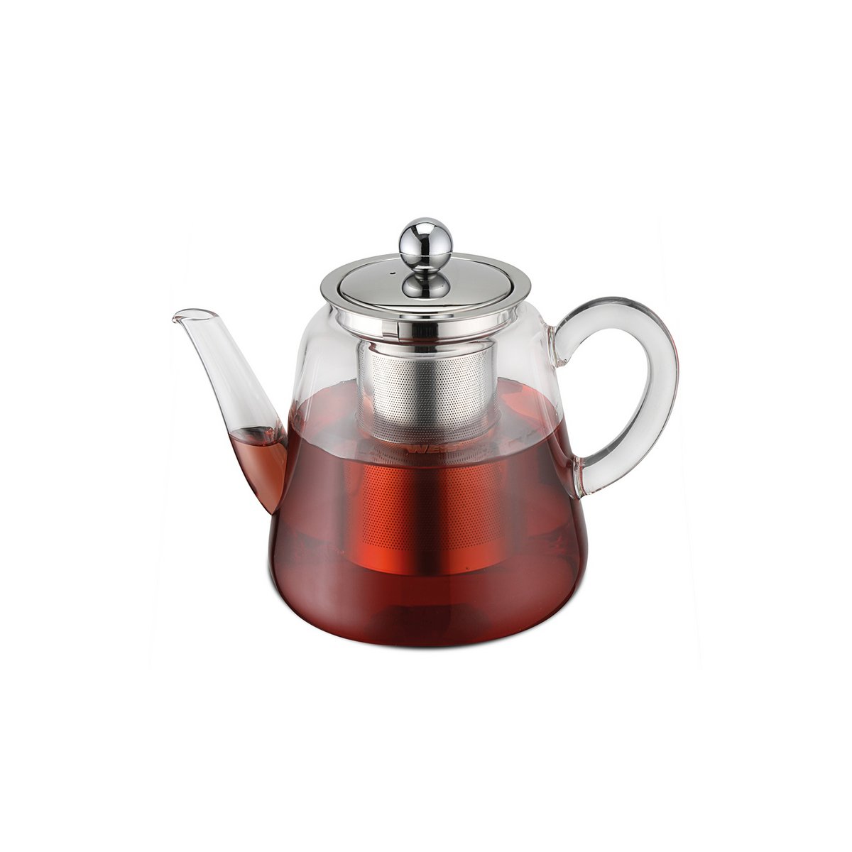 Theepot van borosilicaatglas met theefilter van 1,1 liter