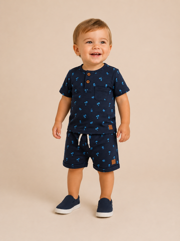 Baby T-shirt "Blue Nights" (Shark/Fish Print)