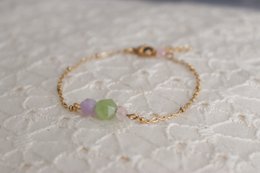 Peridot, Chalcedony and Rose Quartz Bracelet - Gold