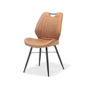 Stuhl Quattro schwarzer Stoff weicher Cognac