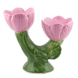 Earthenware candle stand flowers