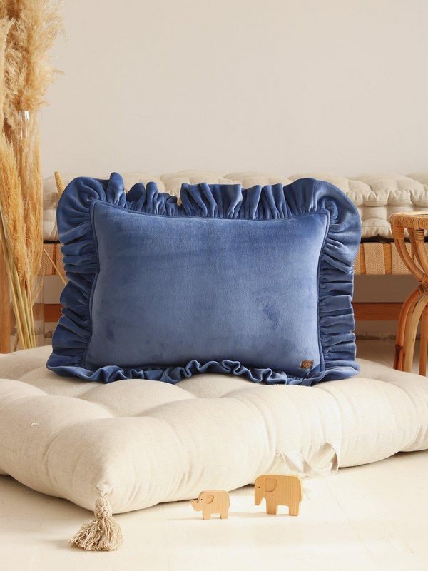 Soft Velvet Pillow with Frill “Sapphire”