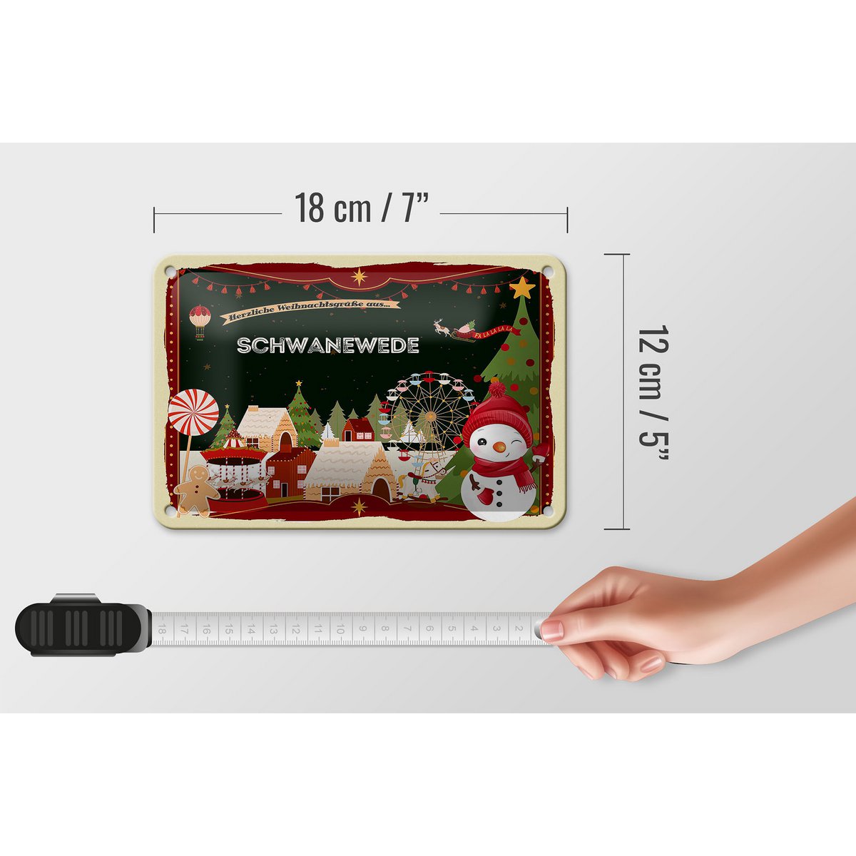 Targa in metallo auguri di Natale Decorazione regalo SCHWANEWEDE 18x12 cm